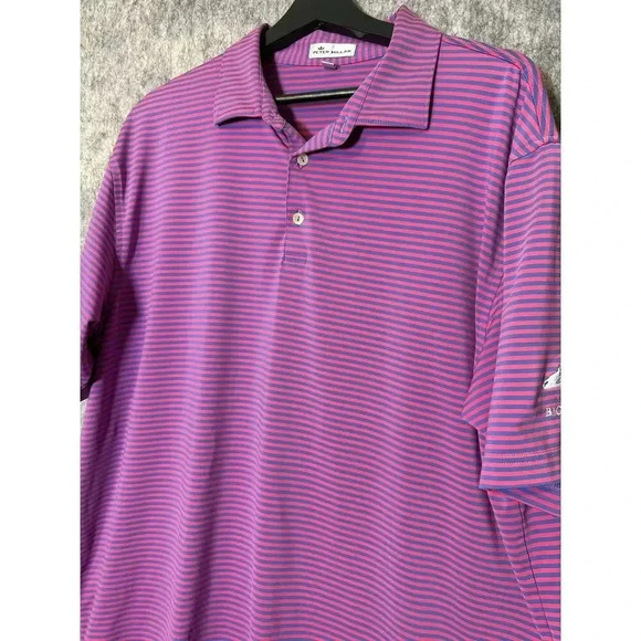 Peter Millar EUC Purple Pink Striped Mens Polo XL - Picture 3 of 6